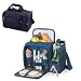 Picnic Time Malibu Insulated Shoulder Pack with Deluxe Picnic Service for 2, Navy Blue