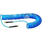 Amflo 24-50E-RET Blue 120 PSI Polyurethane Recoil Air Hose 1/4" x 50' With 1/4" MNPT Swivel Ends And Bend Restrictor Fittings
