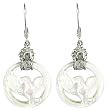 Sterling Silver Carved Mother-of-Pearl Dove Earrings by Sajen