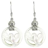 Sterling Silver Carved Mother-of-Pearl Dove Earrings by Sajen