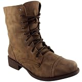 Womens Light Brown Distressed Military Worker Boots