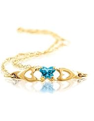 Butterfly Shaped Blue Green Cubic Zirconia Bracelet in 14kt Yellow Gold - Fine