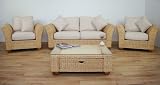 Conservatory furniture KINGSTON WICKER Designer SUITE (Sofa, 2 Armchairs, Coffee table)