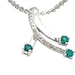14K White Gold Emerald and Diamond Pendant
