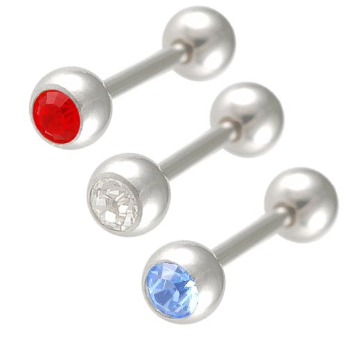 bodyjewellery 14g 14 Gauge 1.6mm 9/16 14mm Steel Tongue Bars Tounge Nipple Barbell Rings Balls Crystals AYDB 3pcs