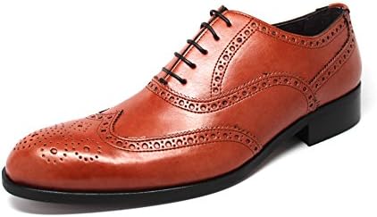 Cognac Vegan Full Brogue Oxford Shoe. Made in Italy