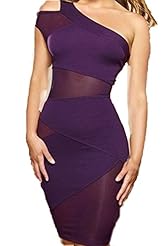 Spring Summer Winter One Shoulder Checkered Print Polyester/Spandex Cocktail Bodycon Dress/Party Dress 