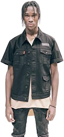 Half-Sleeve Denim Jacket (XX-Large, Black)