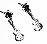 Tiny Silver Guitar / Violin Earrings