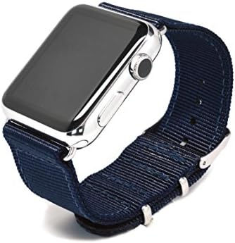 Nato Skull 38mm Apple Watch Band, Navy Blue Ballistic Nylon Band Strap with Stainless Steel Metal Clasp for All 38mm Apple Watch Models (Connector Sold Separately)
