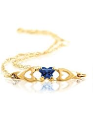 Butterfly Style Blue Special Shape Cubic Zirconia Bracelet in 14kt Yellow Gold