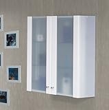 Pharao24 Bad Hängeschrank weiss Glaseinlegeböden Blanco
