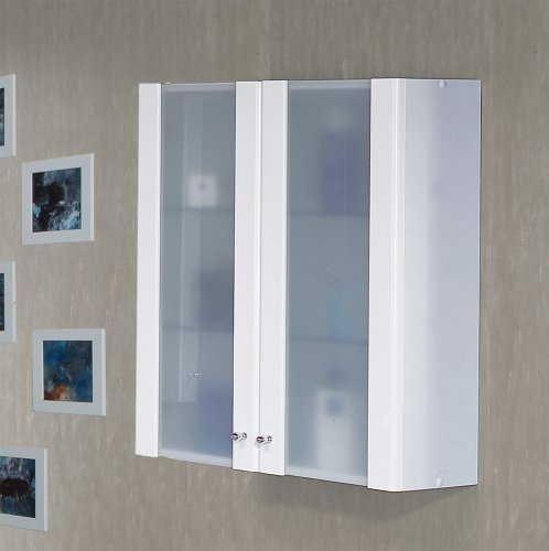 Pharao24 Bad Hängeschrank weiss Glaseinlegeböden Blanco