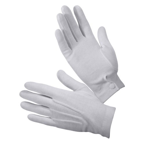 100% Cotton Parade Gloves with Grip Dotted Palm & Fingers, White, Large (6 PAIR) | Free Pair U.S.-Made G.I. Winter Gloves - No Added Freight