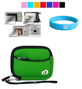 Mini Camcorder scratch-proof Case for Panasonic TA1 Ultrathin HD Pocket Camcorder + Universal Camera Screen Protector with Cleaning Cloth for Panasonic TA-1 + Camcorder Grey Tripod (Green)+ SumacLife TM Wisdom Courage Wristband
