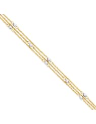 14k Two-tone Triple Strand Anklet
