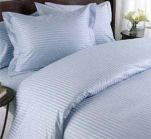 MARRIKAS 300TC Egyptian Cotton TWIN BLUE STRIPE Duvet Cover Set