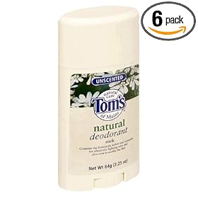 Tom's of Maine Natural Deodorant Stick, Unscented, Packaging May Vary, 64 g (2.25 oz) (Pack of 6)