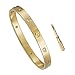 FHMZ(TM) Inspired Crystal Screw Head Driver Oval Love Bangle Bracelet with CZ Stone for Men & Women 6.5 Inch Wrists