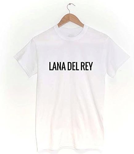 LANA DEL REY Letter Print Cotton Casual Women Tshirt Black White (XL, White)