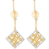14K Two-Tone Gold Dangle Earrings - 40.00mm