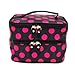Icon Double Layer Dots Pattern Travel Toiletry Cosmetic Bag Makeup Organizer Travel Case With Mirror