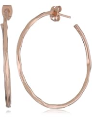Argento Vivo 18K Rose Gold Plated Sterling Silver Medium Hammered Hoop Earrings