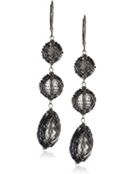 Dana Kellin "Deco Mix" Swarovski, Crystal and Silver Triple Drop Earrings