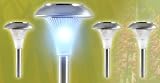 Outdoor Living : 4x Stainless Steel Solar Garden Path Lights - Blue