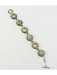 Michou Sterling Silver and Vermeil Green Amethyst and Black Pearl Braclet