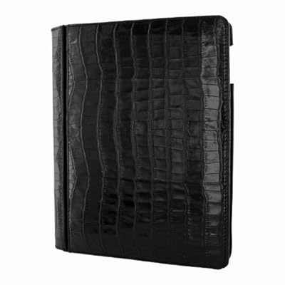 Piel Frama Crocodile Embossed Leather Case with Magnetic Closure for the iPad 2 & 3 (Black)