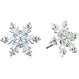 Disney Girls' "Frozen" Silver-Plated Crystal Snowflake Stud Earrings