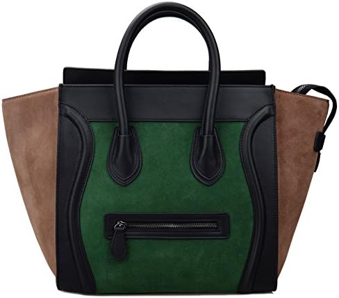 Fatteen Cat Women's Smile Oversized Leather Handbags and Purses (Green face)