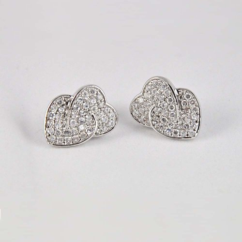 Twin Hearts .925 Silver Earrings
