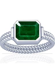 Platinum Emerald Cut Emerald Womens Astrological Ring