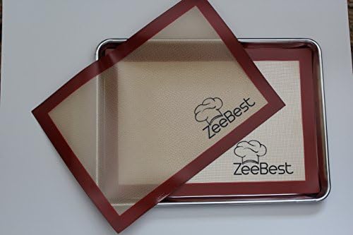 Silicone Mat Half Sheet 2 Pk- Silicone Mat Set - Highest Quality Silicone Baking Ware - 100% Quality Guarantee - 16.5 X 11 Inches - Reusable Silicone Baking Mat Set - Zeebest Silicone Mats for Cookies - Brilliant Quality and 100% Safe!