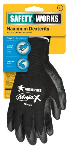 Memphis CN9674M Bi-Polymer Dipped Nylon Shell Ninja X High Performance Gloves, Medium