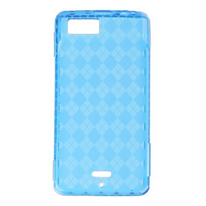 Blue Plaid Checker Soft Crystal Tpu Skin Gel Cover Case for Motorola Droid X MB810