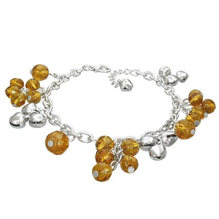 The Stainless Steel Jewellery Shop - Fashion Crystal Glass Beads Ball Bell Charm Bracelet/Anklet