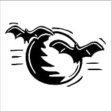 Halloween Bats and Moon Decals Wall Stickers Removable Wall Art, BLACK