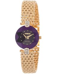 Jowissa Womens J5.016.S Facet Strass Gold PVD Dimensional Glass Purple Dial Rhinestone Watch