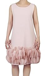 Elastane/Polyester/Viscose Round Neck Lace  Pleated Sleeveless  Dress With Pearls