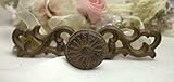 Cast Iron Drawer Handle Pull Fleur Scroll face plate Brown Knob 32