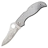 Spyderco Stretch, Black Nishijin Glass Fiber Handle, Damascus Blade