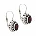 Sterling Silver Genuine Garnet Stone Bali Bead Oval LeverBack Lever Back Earrings