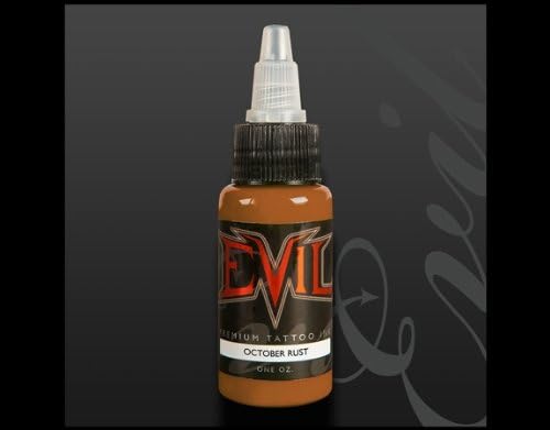 EVIL Tattoo Ink -OCTOBER RUST- 1/2oz Bottles -Tattoo Supplies-