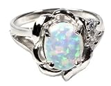 Ring W/ Lab Opal STERLING SILVER Sizes 5 to 10 Oval