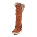 Charm Foot Winter Fashion Tassels Womens Low Heel Snow Boots Long Boots