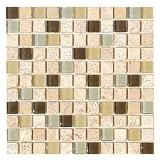 Stone Travertine and Glass Mosaic Fennel