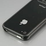 i-Beans 「全33色」iPhone 4S用バンパーケース　(Soft+Hard)シリコン+プラスチック 　ブラック   Bumper Case for アイフォン4S　液晶保護フィルム　USB充電ケーブル付 (1840-24)
